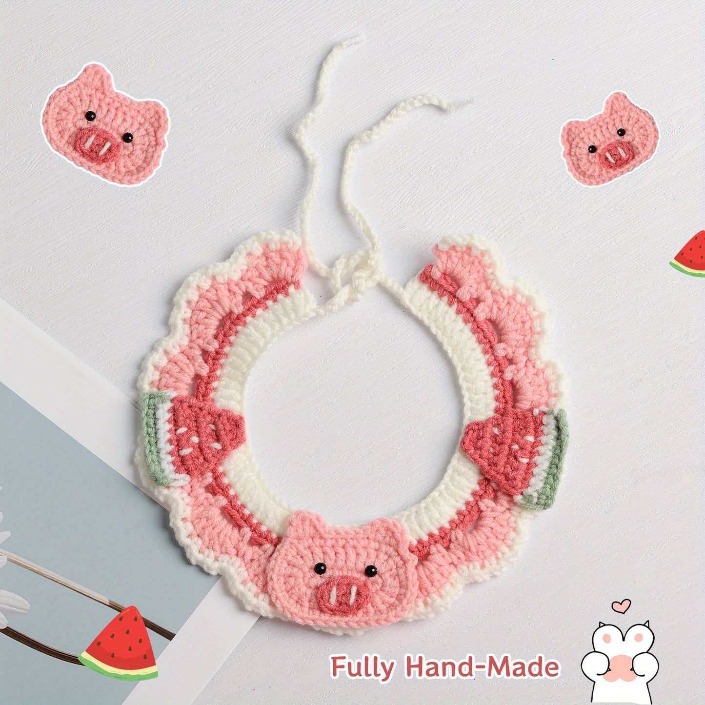 4pcs Handmade Knitted Pet Scarf Set Cute Doll Accessories for Cats and Dogs Christmas Gift