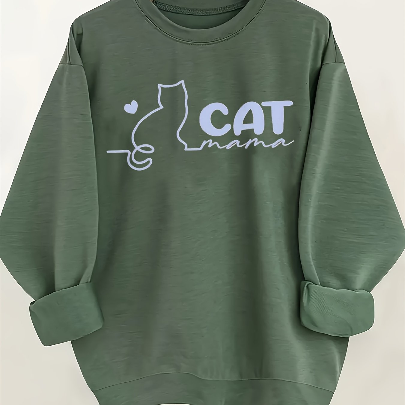 Cat Mom Women's Crewneck Casual Sweatshirt Cute Gift for Cat Lovers