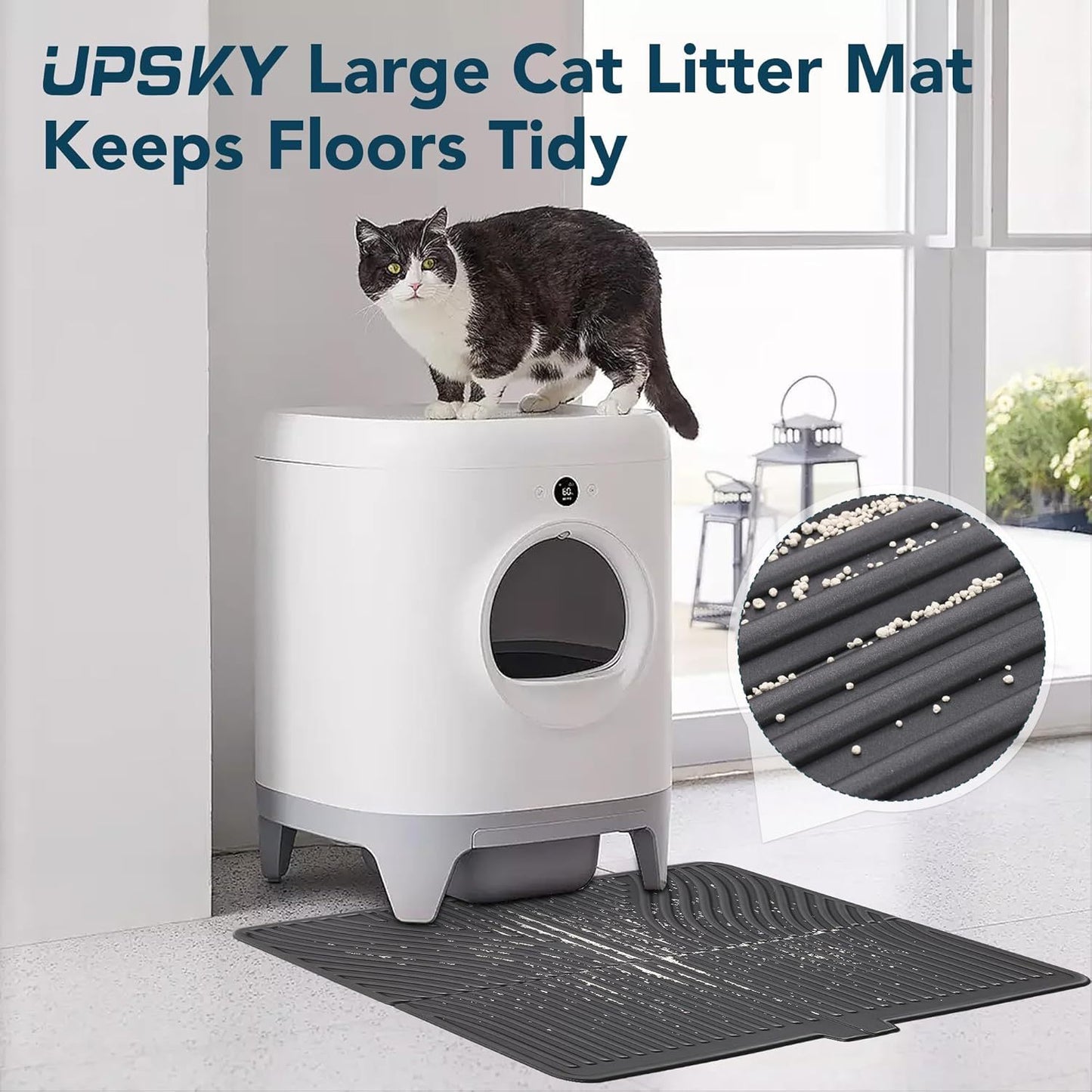 Large Waterproof Cat Litter Mat 31 Inch x 24 Inch Soft EVA Foam Easy Clean Scatter Control Pad