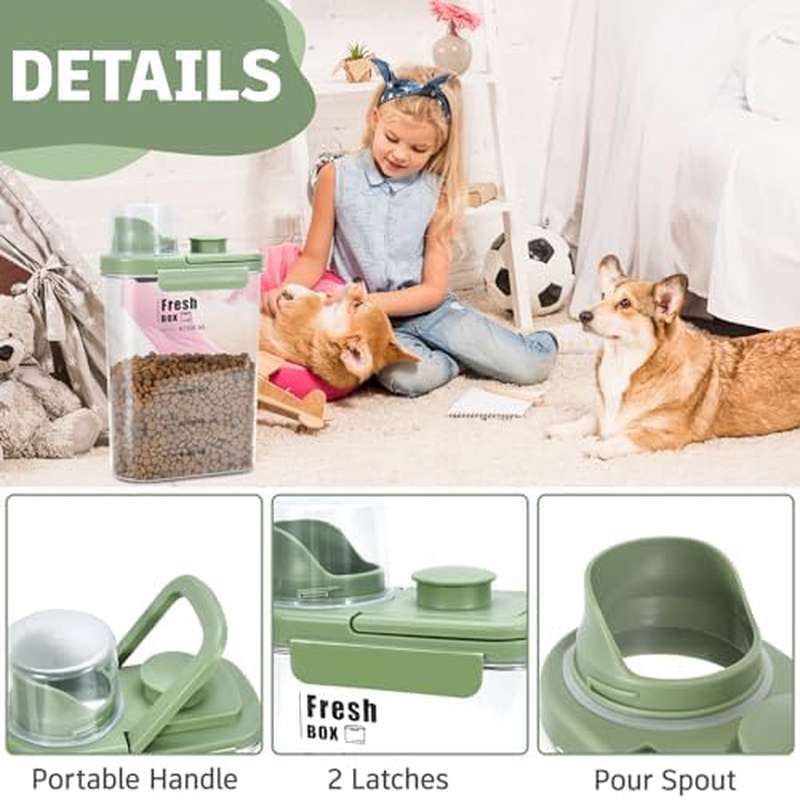 Airtight Pet Food Container With Spout And Measuring Cup
