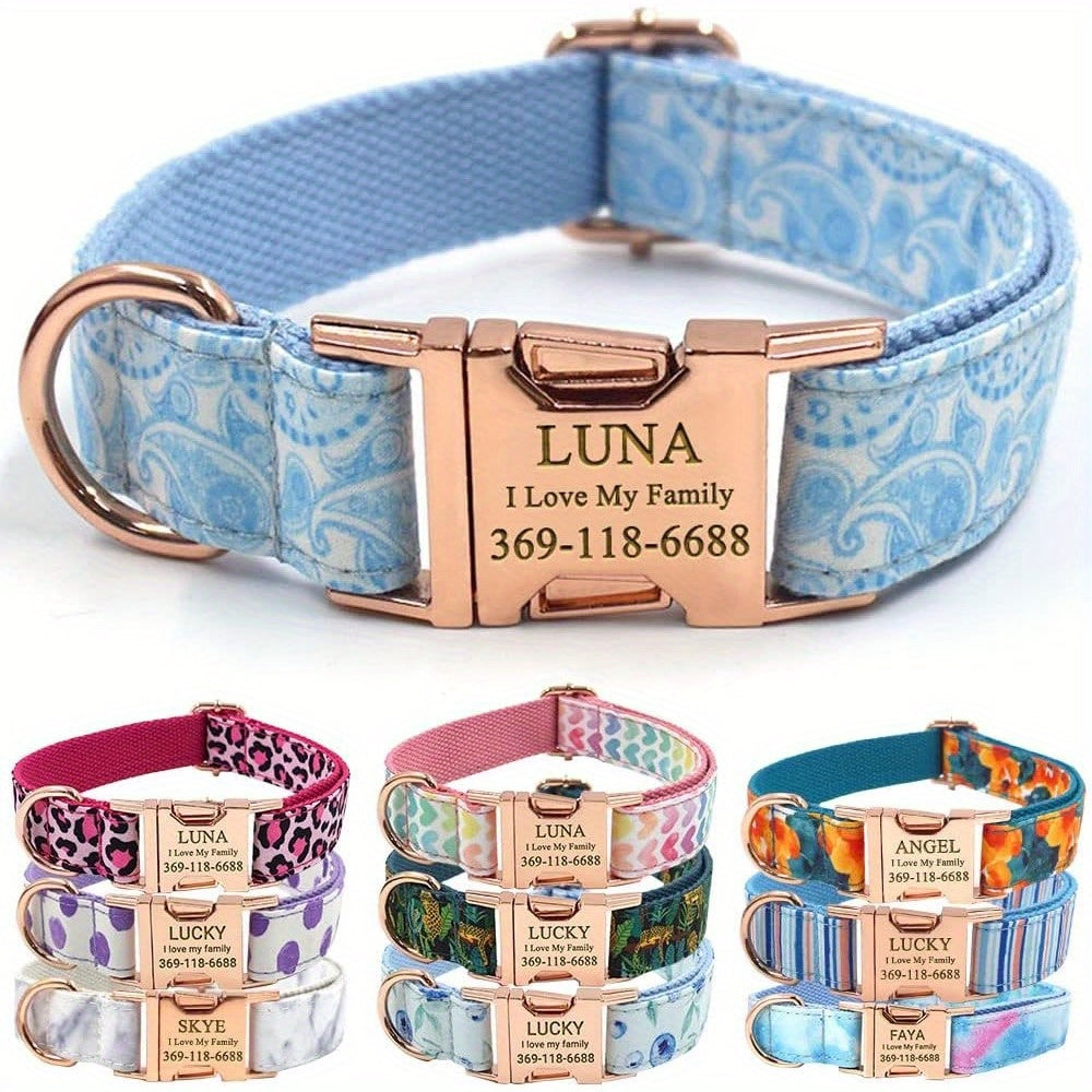Personalized Dog Collar with Engraved Name and Phone for Medium and Large Dogs