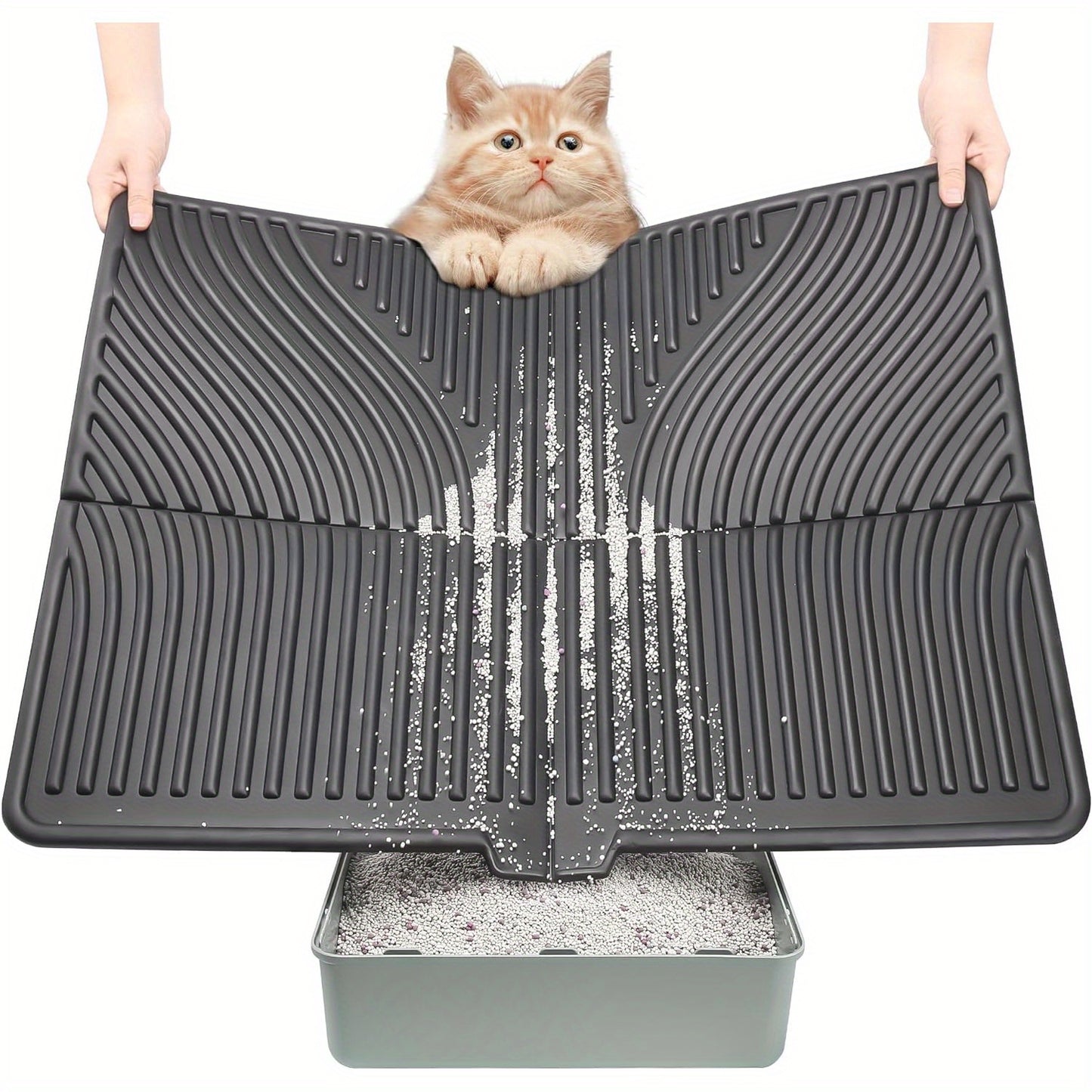 Large Waterproof Cat Litter Mat 31 Inch x 24 Inch Soft EVA Foam Easy Clean Scatter Control Pad