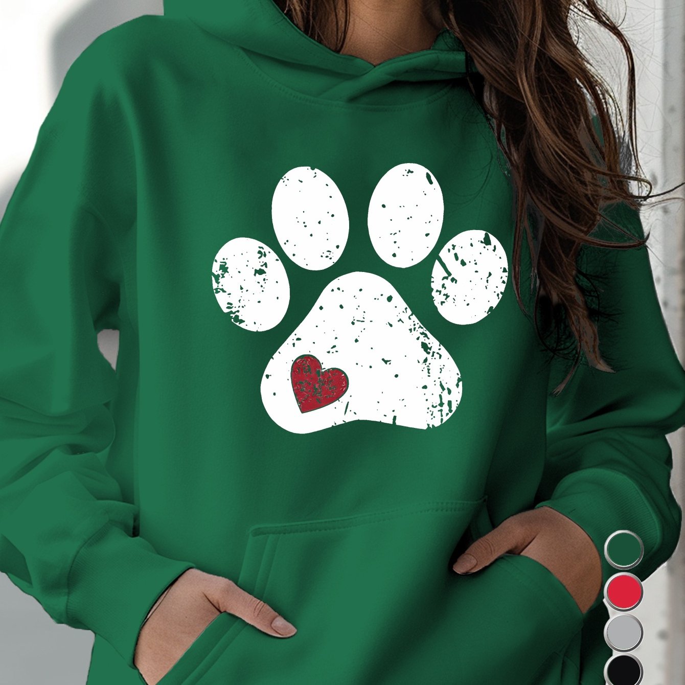Love Paw Women's Hoodies Geometric Pattern 100 Percent Polyester Micro Elasticity