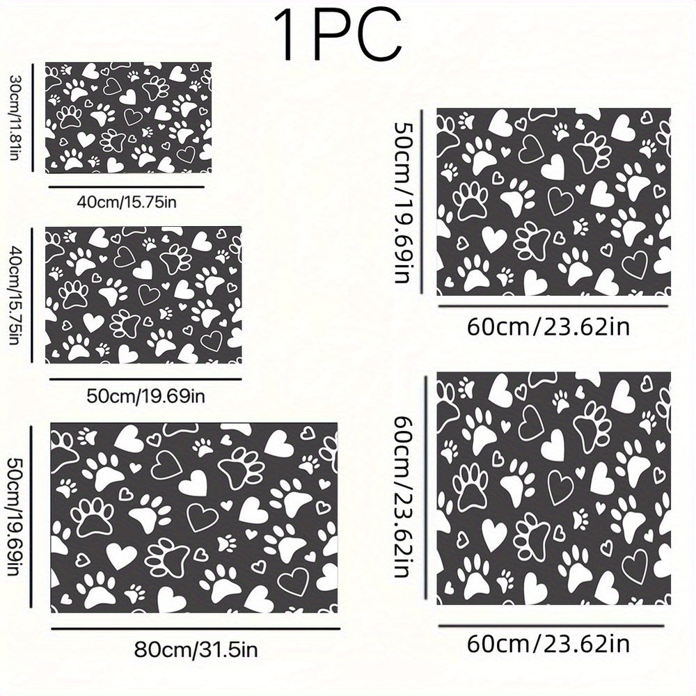 Paw Print Heart Design Non-Slip Pet Feeding Mat Waterproof Rubber Bowl Placemat for Dogs Cats