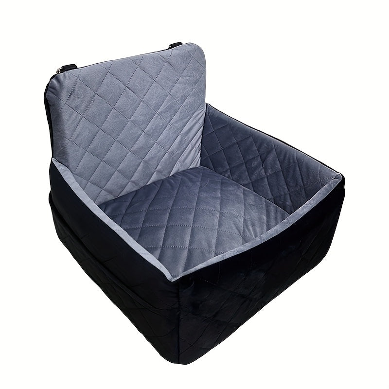 Deluxe Portable Dog Car Seat Stylish Travel Carrier with Safety Strap for Small Dogs