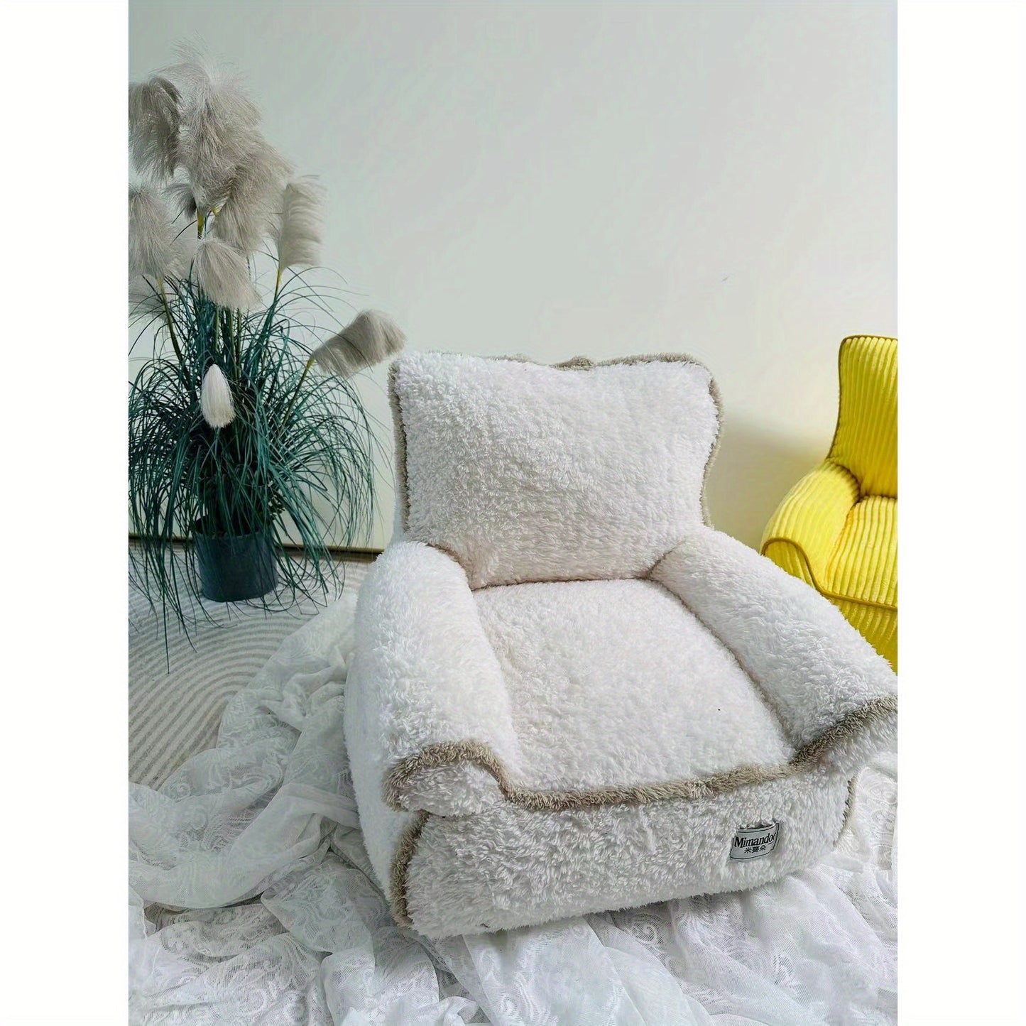 Warm and Comfortable Multi-Color Pet Sofa Bed with Removable Plush Cushion for Cats and Puppies