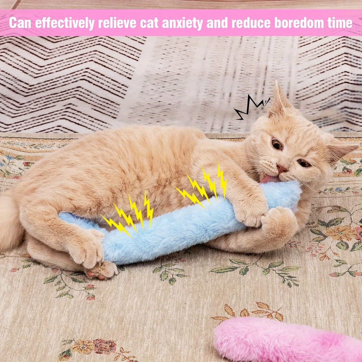 6pcs Cat Kicker Toys with Sound Paper Soft Plush Chew Toy for Indoor Cats