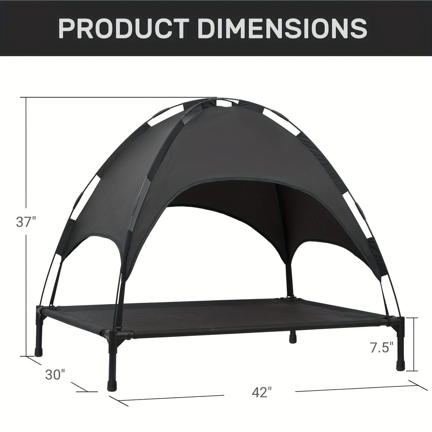 Heeyoo 42 Inch Raised Dog Bed with Canopy for Indoor Outdoor Use and UV Protection
