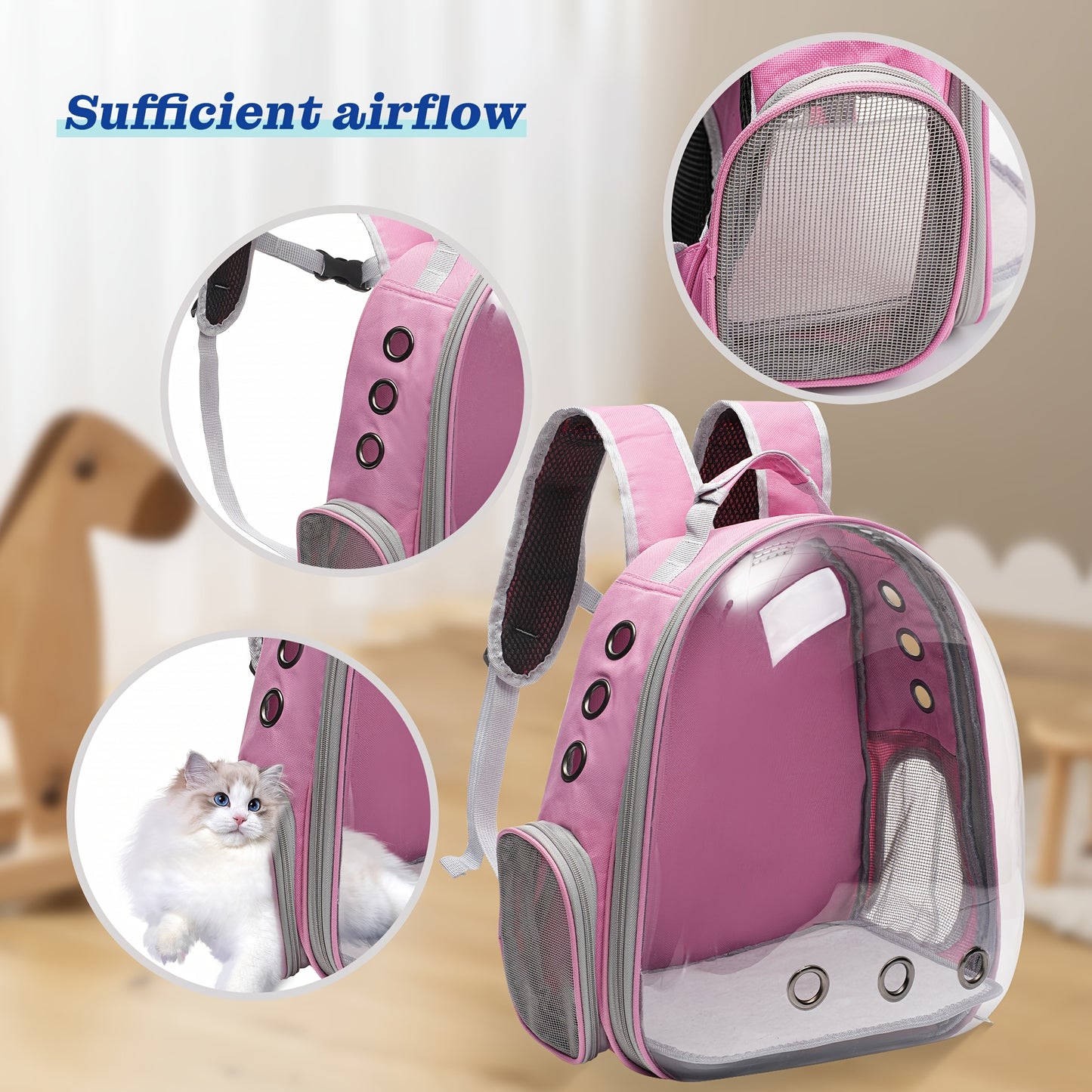 VIVICREATE Cat Backpack Carrier Ventilated Space Capsule Design for Outdoor Travel and Vet Visits