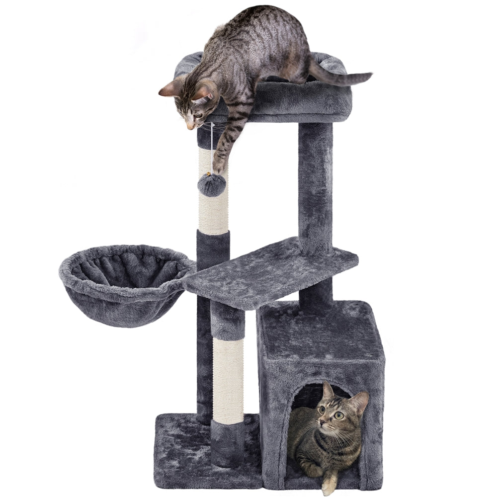 Costoffs 34.5 Inch Plush Cat Tree Activity Center with Condo Nest Platform and Basket