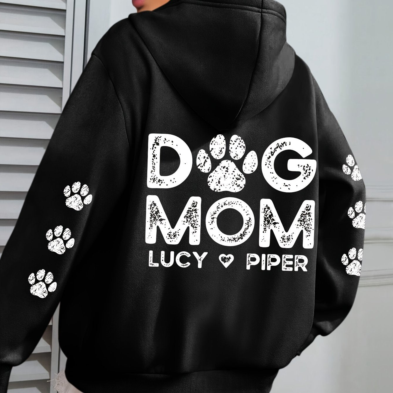 Plus Size Dog Mom Print Hoodie Casual Sweatshirt for Women with Pocket Winter and Fall