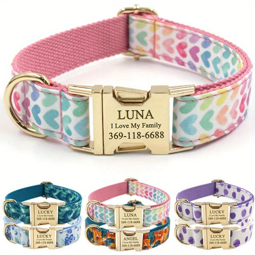 Personalized Dog Collar with Engraved Name and Phone for Medium and Large Dogs