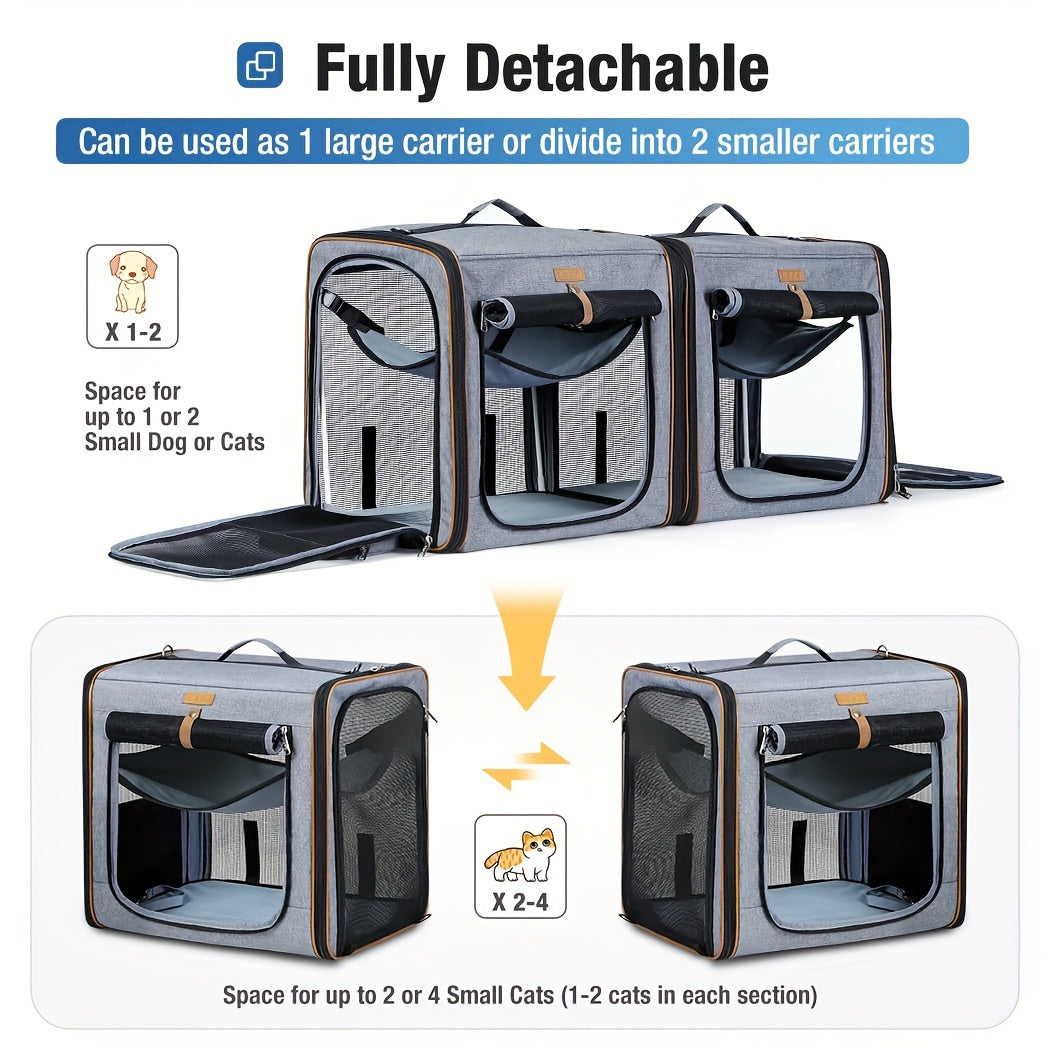 Dog Carrier For Medium Dogs And Large Cats With Litter Box Travel Crate And Playpen Grey