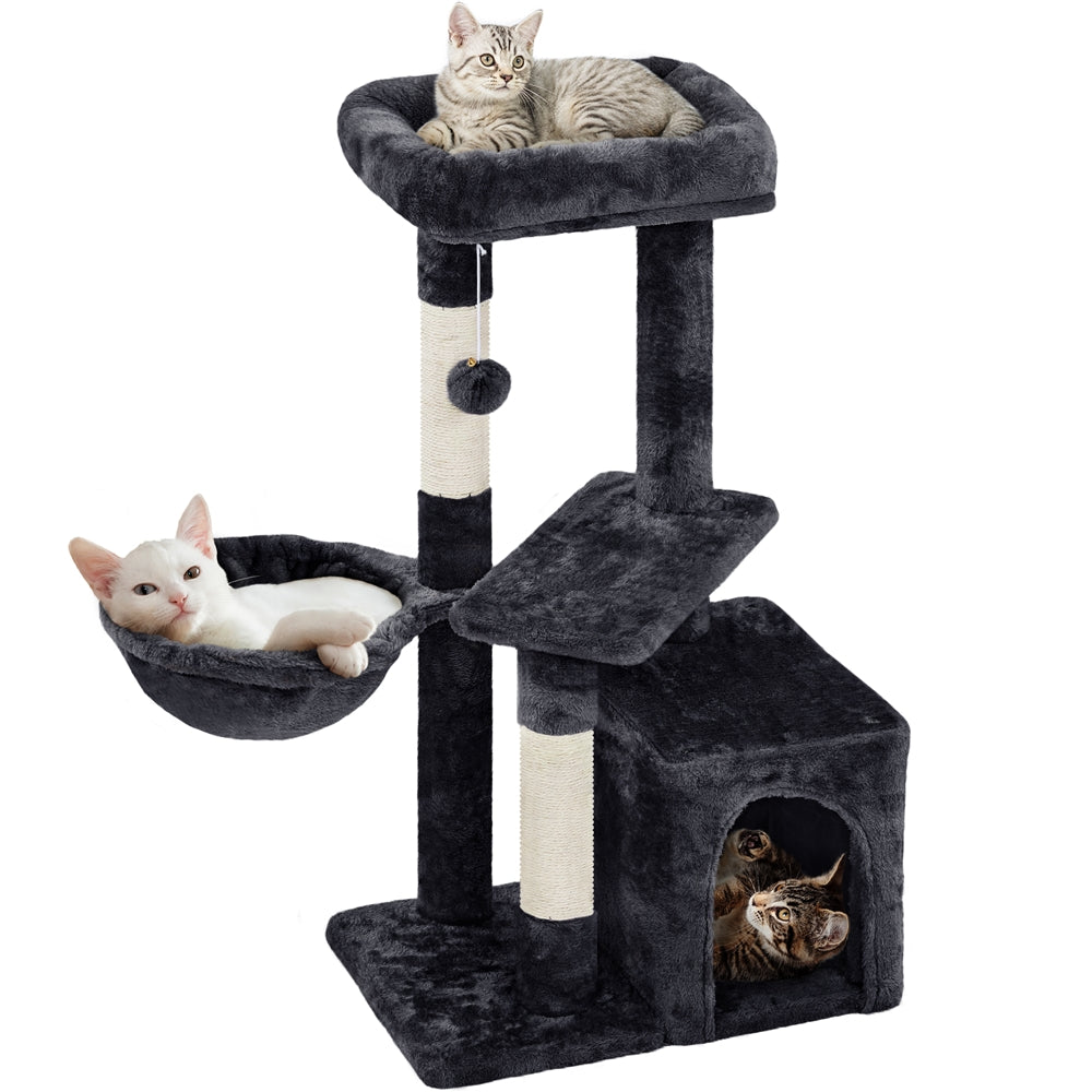 Costoffs 34.5 Inch Plush Cat Tree Activity Center with Condo Nest Platform and Basket