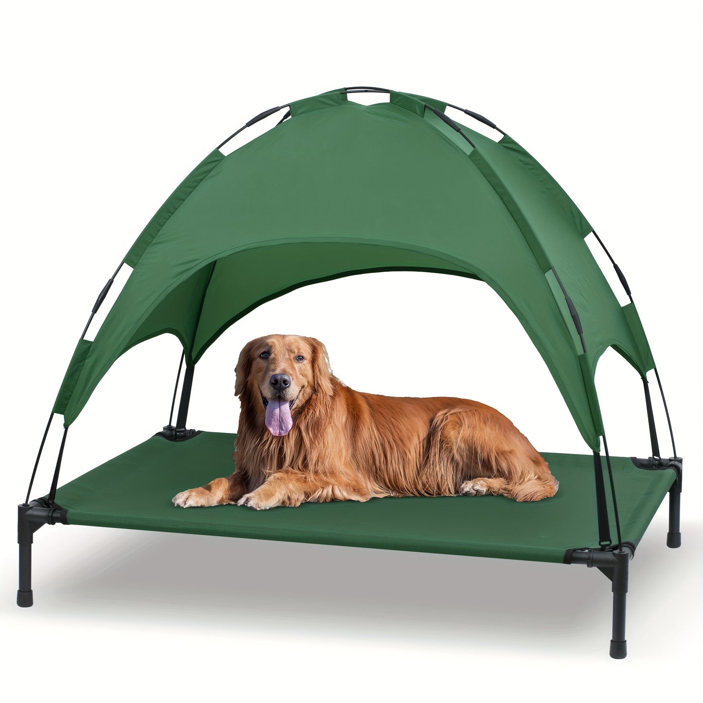 Heeyoo 42 Inch Raised Dog Bed with Canopy for Indoor Outdoor Use and UV Protection