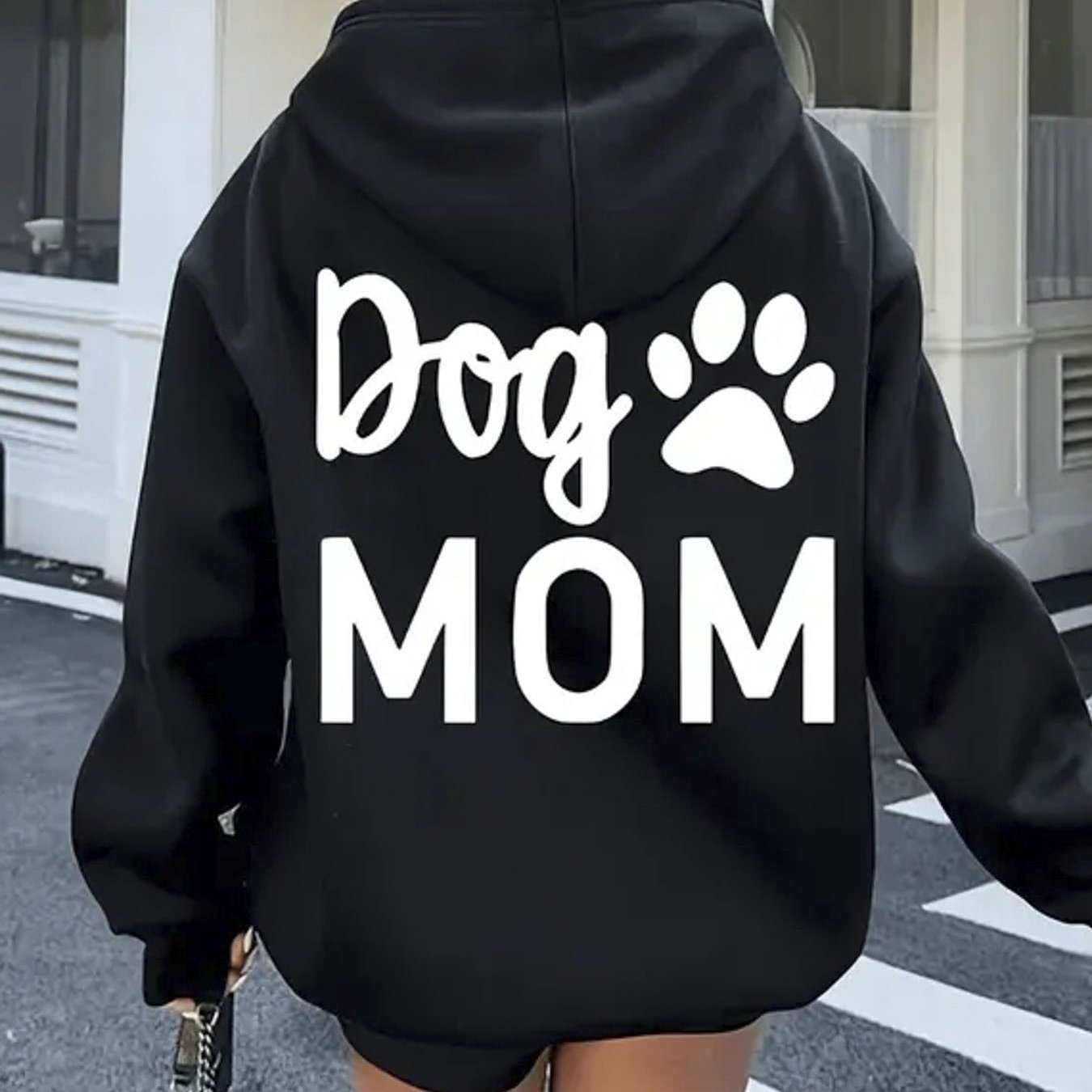 Womens Dog Mom Graphic Hoodie Cozy Heavyweight Sweatshirt with Kangaroo Pocket and Drawstring