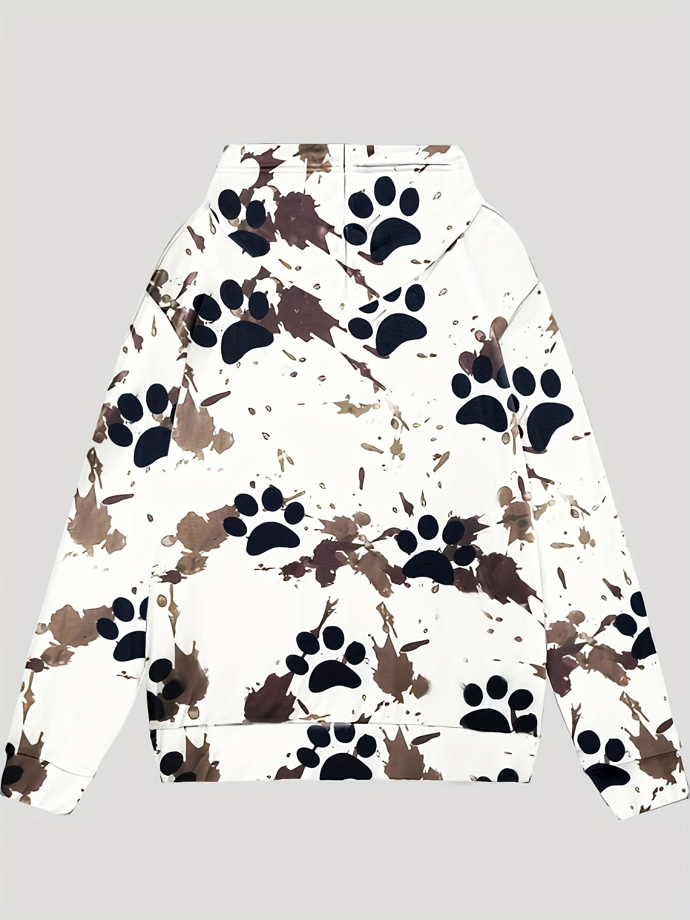 Women's Paw Print Hoodie Cozy Front Pocket Pullover