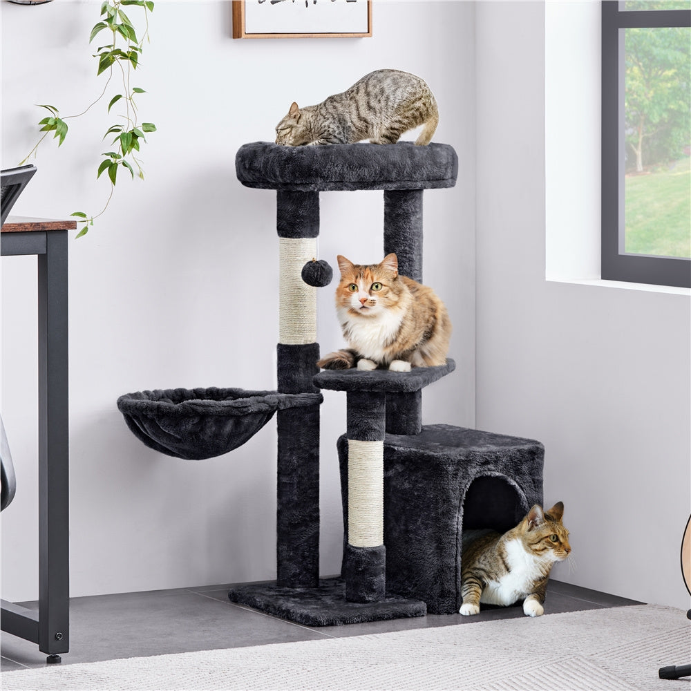 Costoffs 34.5 Inch Plush Cat Tree Activity Center with Condo Nest Platform and Basket