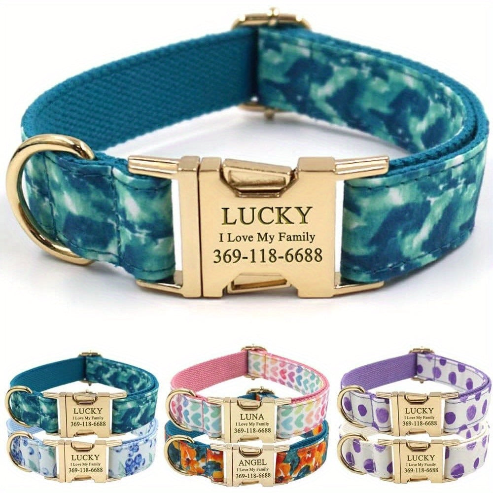 Personalized Dog Collar with Engraved Name and Phone for Medium and Large Dogs