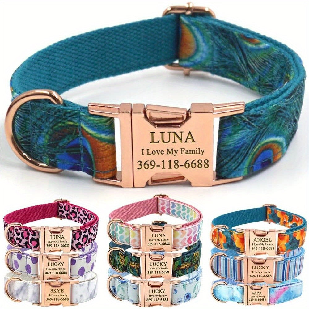 Personalized Dog Collar with Engraved Name and Phone for Medium and Large Dogs