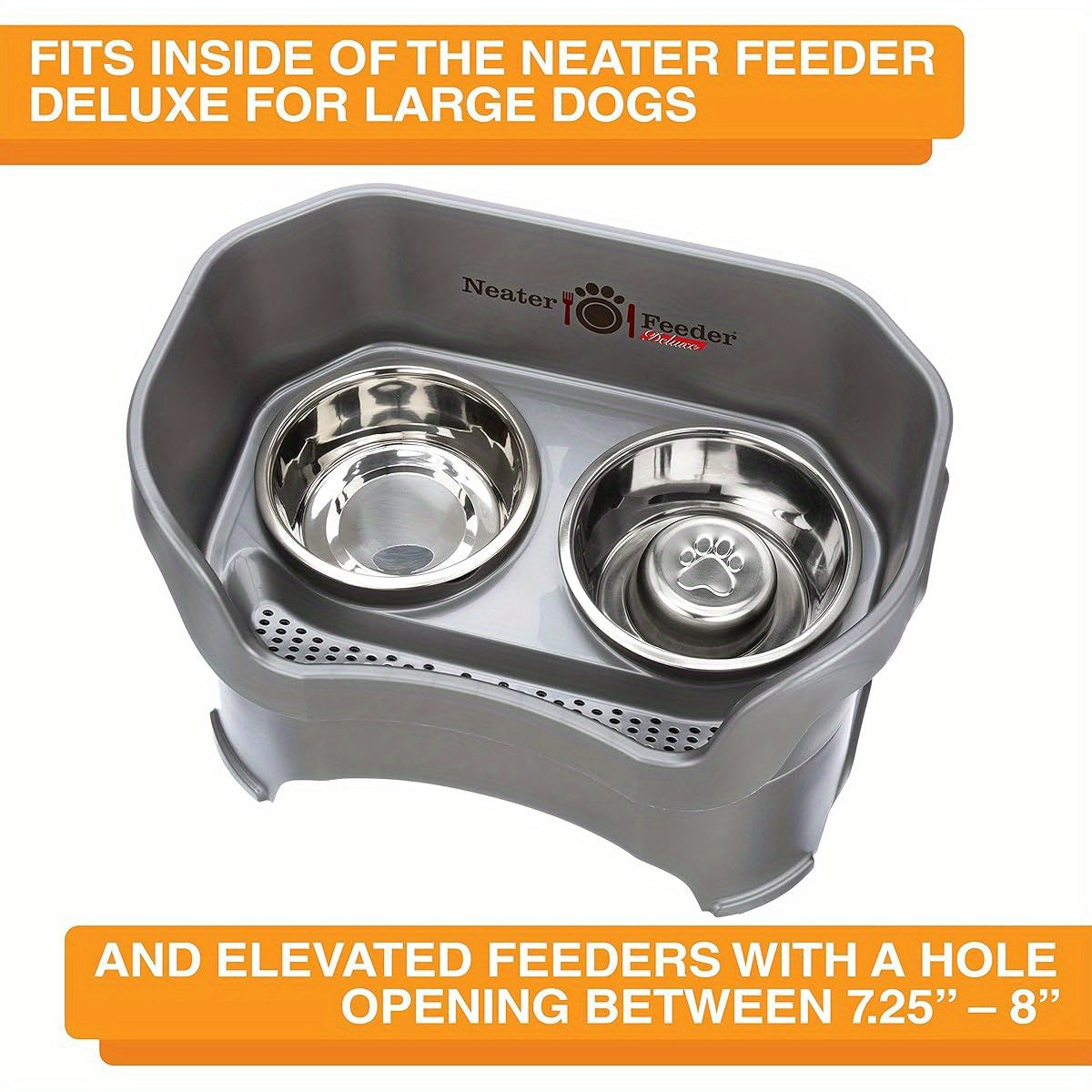 Stainless Steel Slow Feed Bowl for Dogs and Cats Fits Neater Feeders 3 Cup Capacity