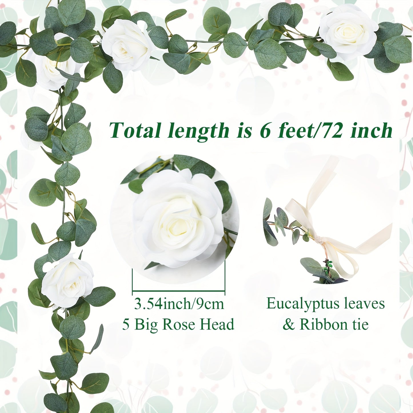 Dog Wedding Flower Collar Set with 6ft Garland for Small Medium Large Dogs Boho Accessory