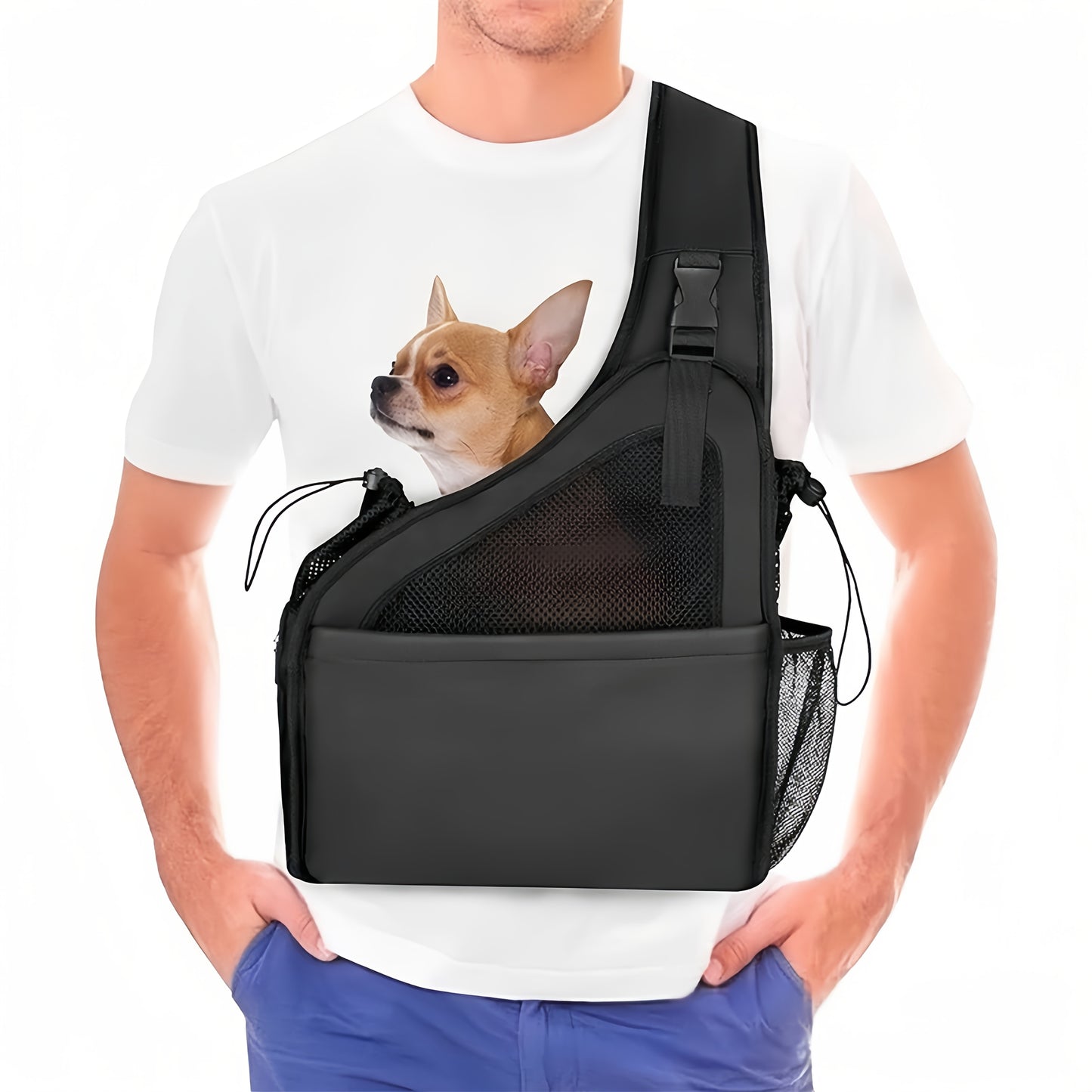 Hands Free Dog Sling Carrier for Small Dogs with Adjustable Straps and Storage Pocket