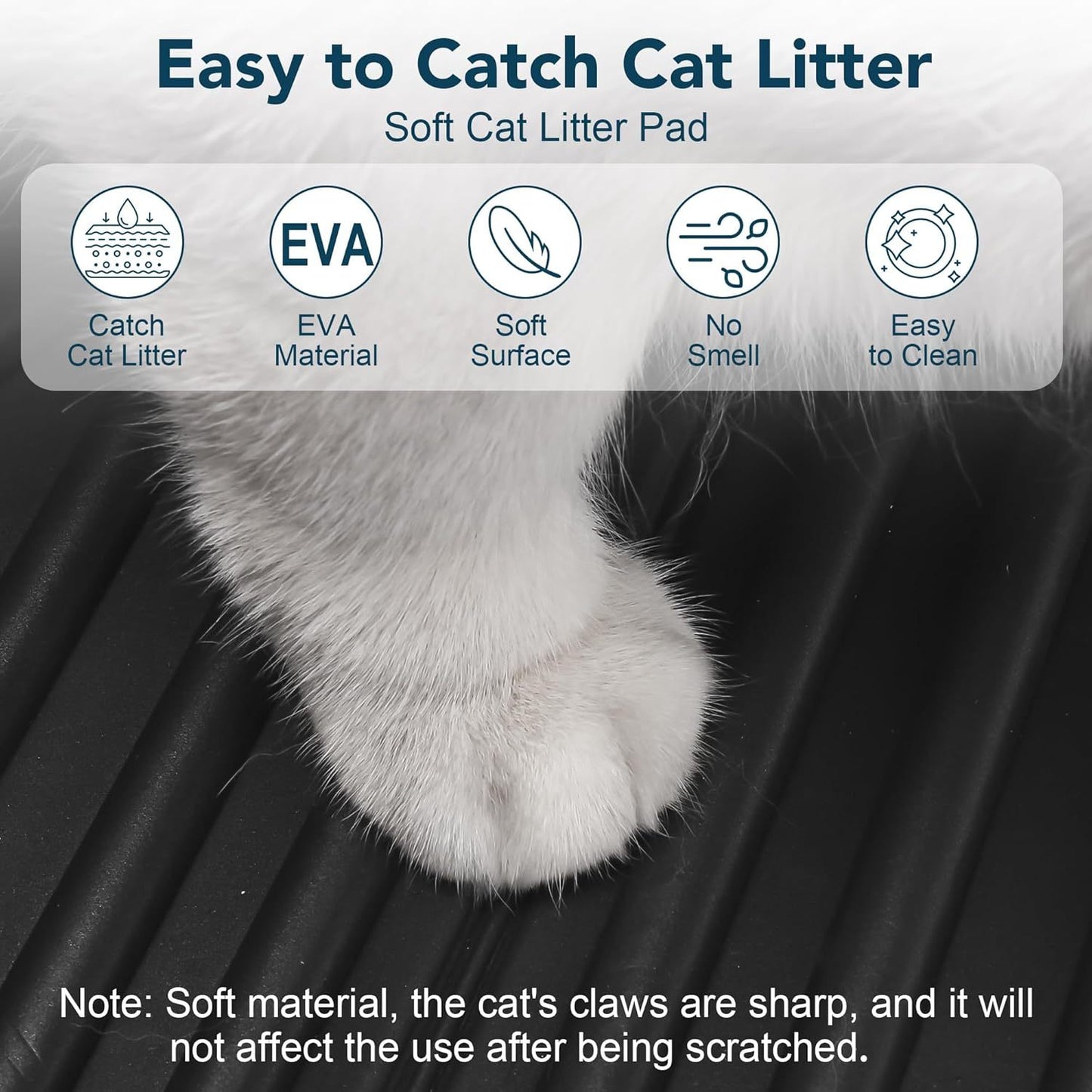Large Waterproof Cat Litter Mat 31 Inch x 24 Inch Soft EVA Foam Easy Clean Scatter Control Pad
