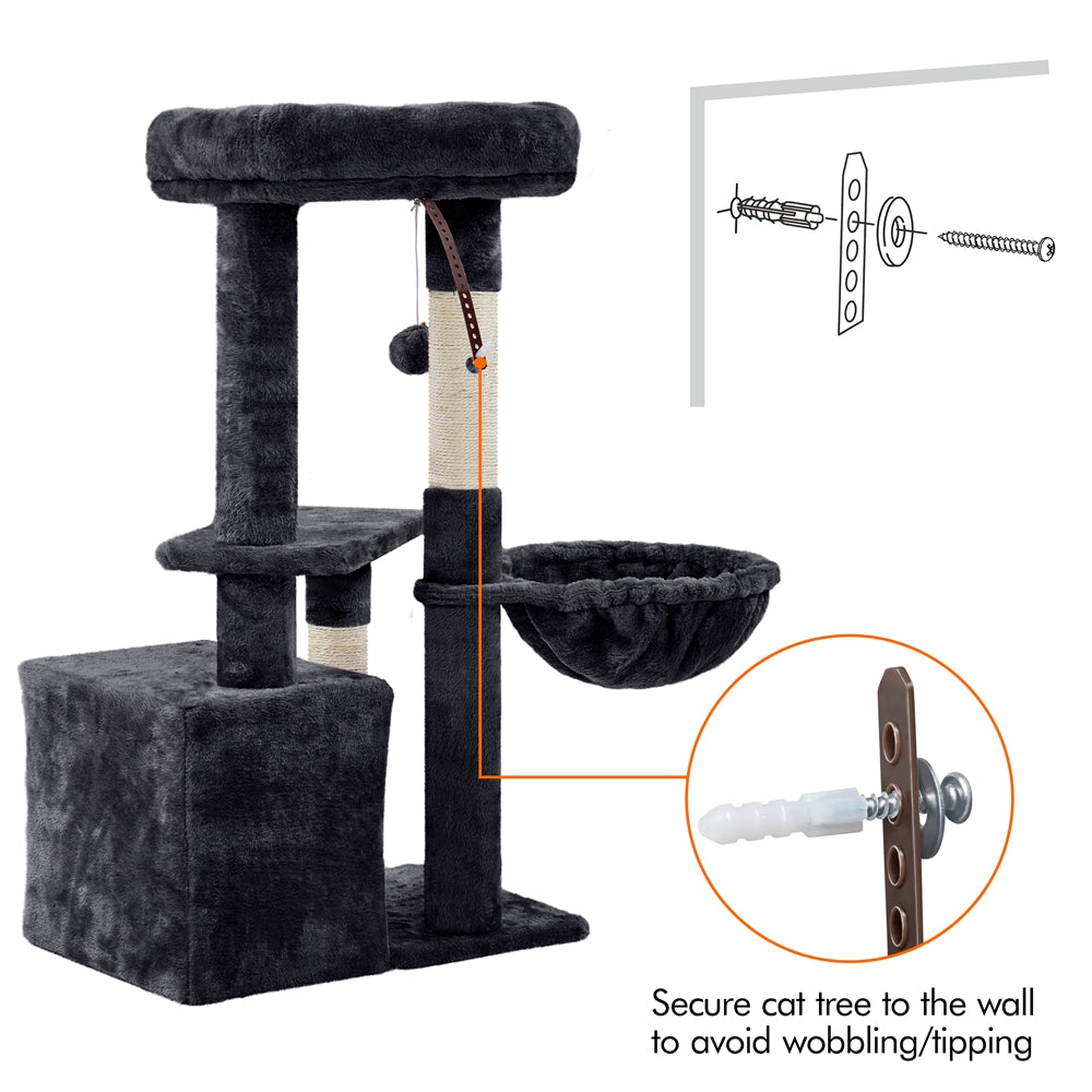 Costoffs 34.5 Inch Plush Cat Tree Activity Center with Condo Nest Platform and Basket