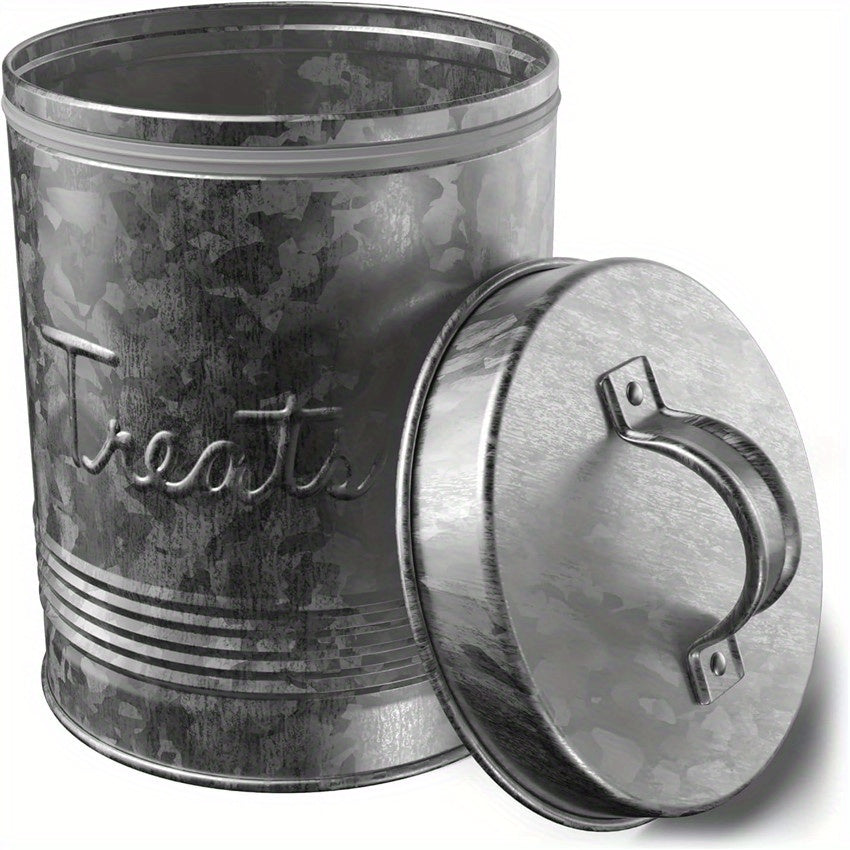 Amici Pet Retro Galvanized Treat Canister 72oz Push Top
