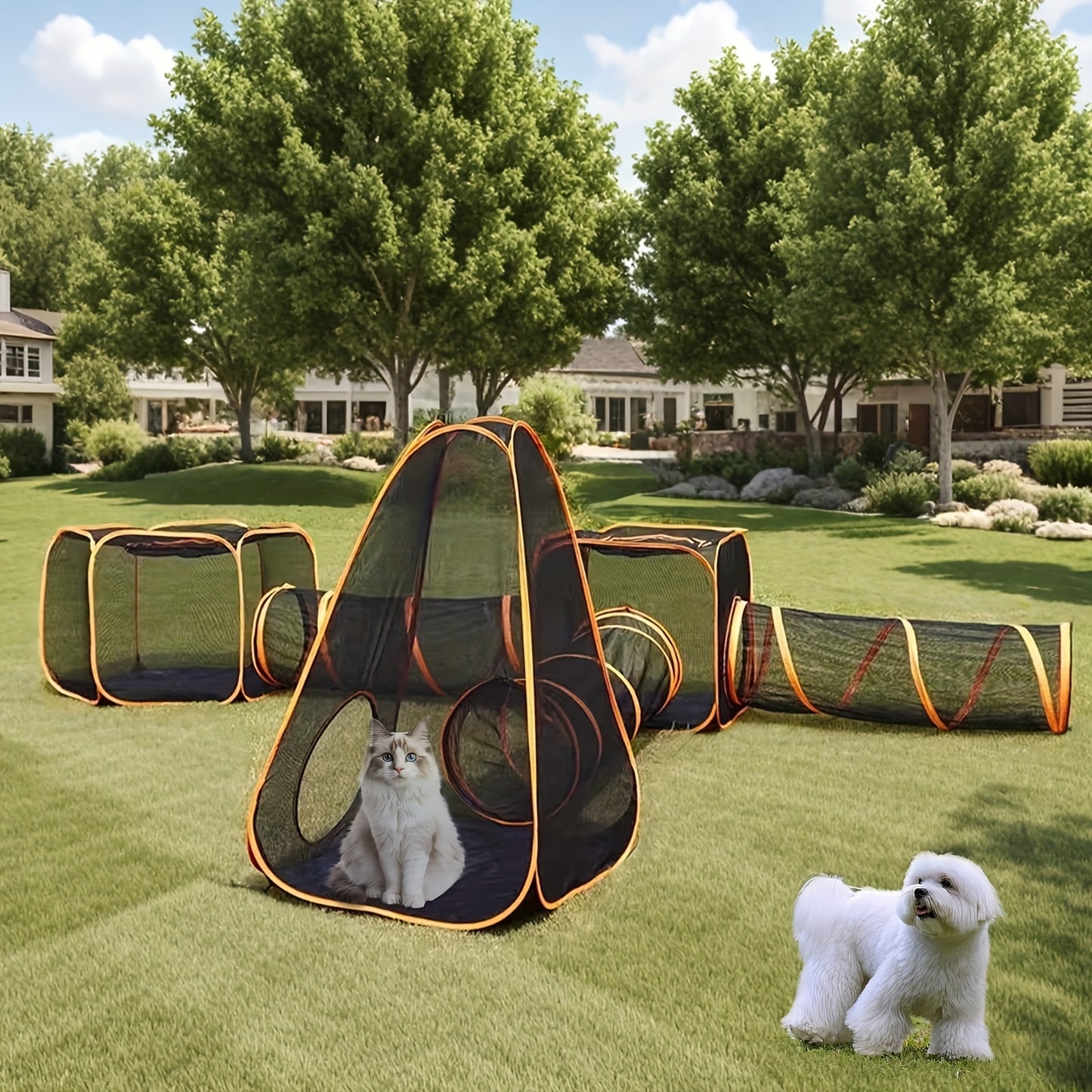 6-in-1 Foldable Pet Playpen With Tunnel And Tent Outdoor