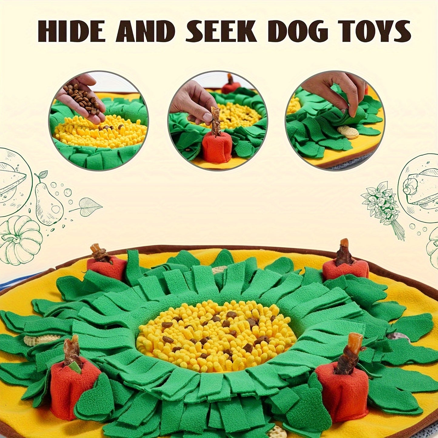 Interactive Snuffle Mat for Dogs - Fabric Puzzle Toy with Anti-Slip Base and Portable Design