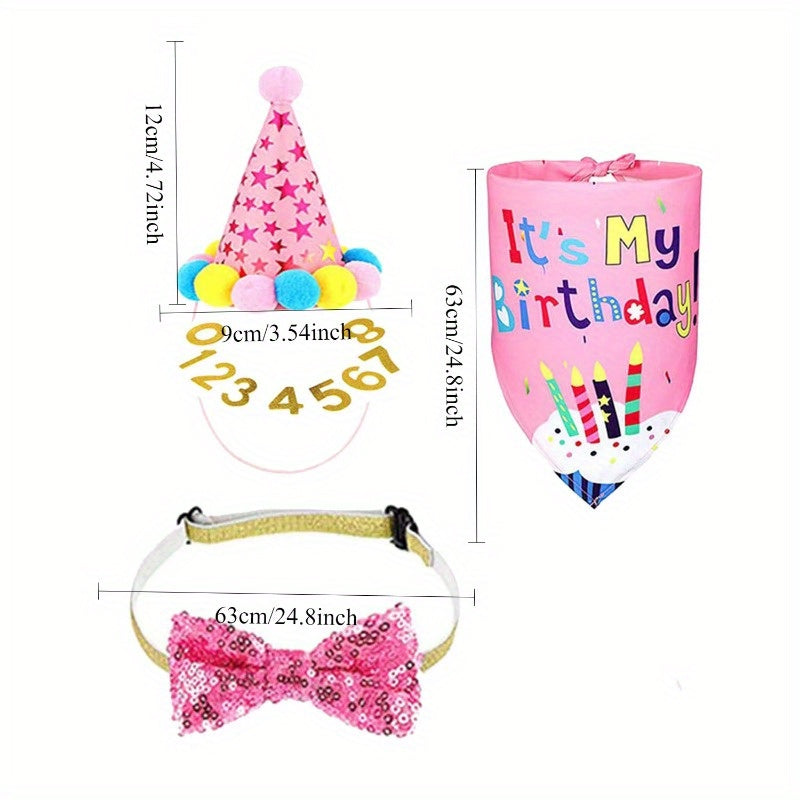 21 Piece Pet Birthday Party Set with Hats Banners Triangle Scarves and Decorations