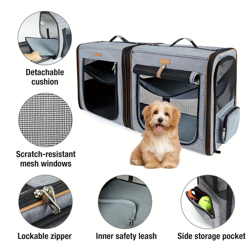Dog Carrier For Medium Dogs And Large Cats With Litter Box Travel Crate And Playpen Grey