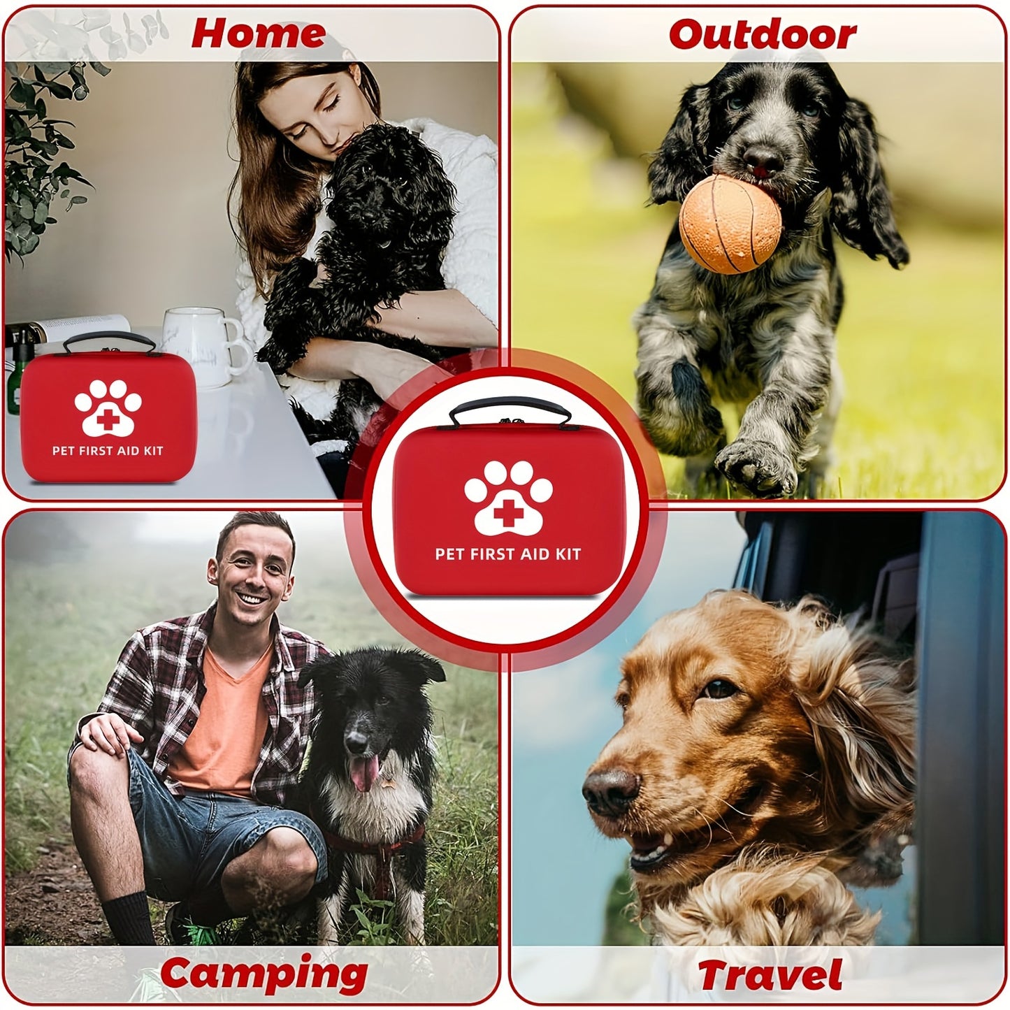 91pcs Portable Pet First Aid Kit for Dogs and Cats Ideal for Hiking Camping and Travel