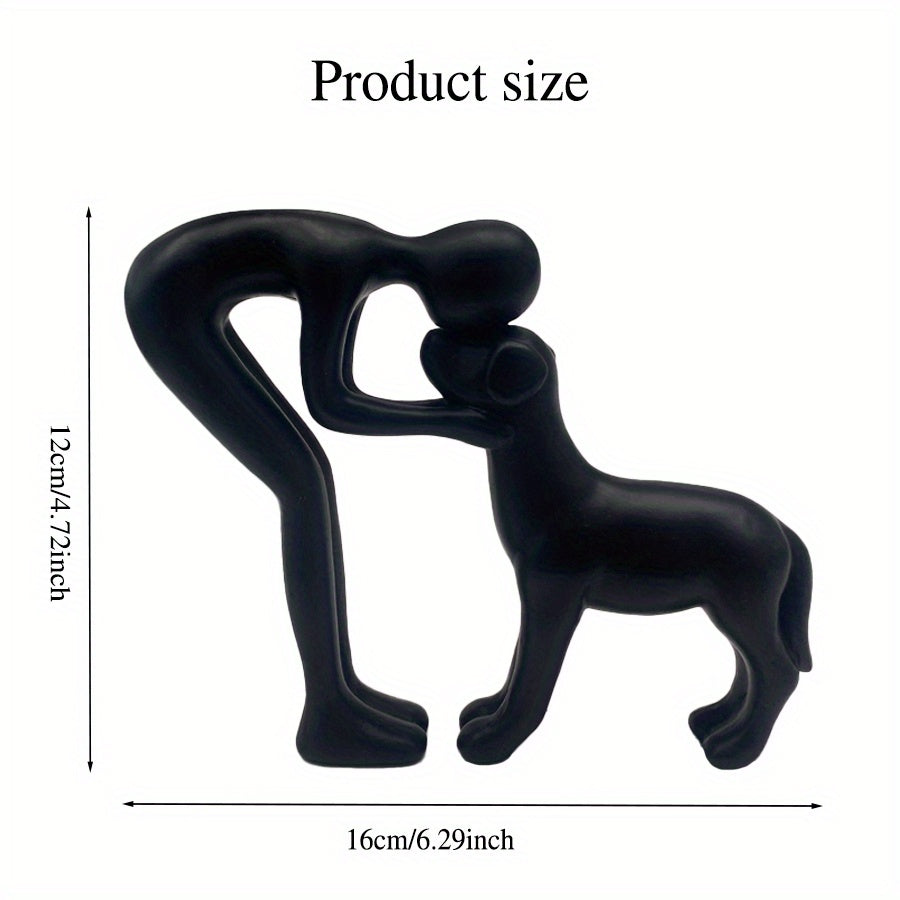 Man Holding Dog Statue Resin Figurine Cute Pet Lover Gift Home Office Decor