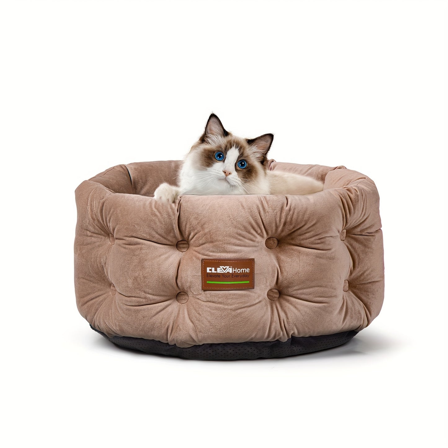 ClevaHome Deep Nest Cat Bed for Small Pets Luxurious Velvet Round Cat Bed with Non-Slip Bottom