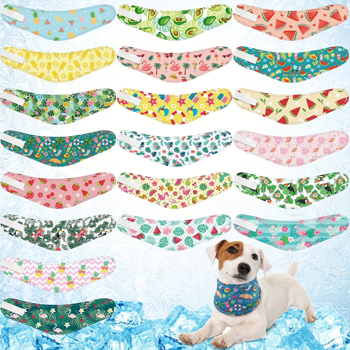 20 Pack Dog Cooling Bandanas Quick Dry Adjustable Neck Wraps for Small Medium Dogs