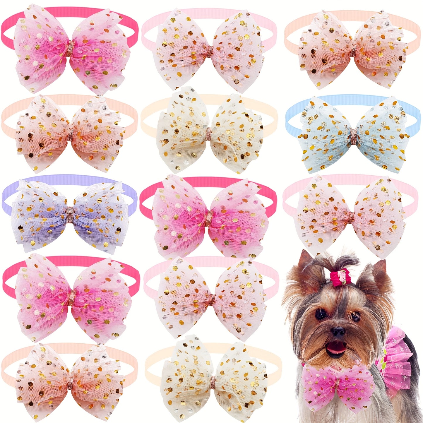 30 Piece Elegant Pastel and Bright Dog Bows for Small Medium Large Dogs Perfect for Parties and Photo Shoots