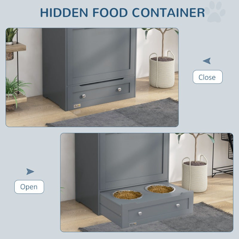 PawHut Large Dog Food Storage Container With Bowls Modern