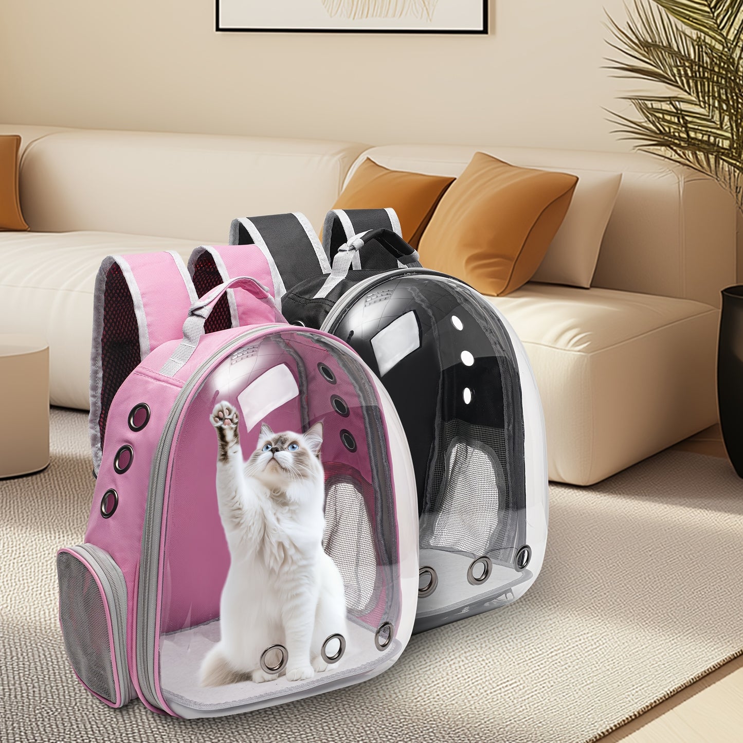 VIVICREATE Cat Backpack Carrier Ventilated Space Capsule Design for Outdoor Travel and Vet Visits