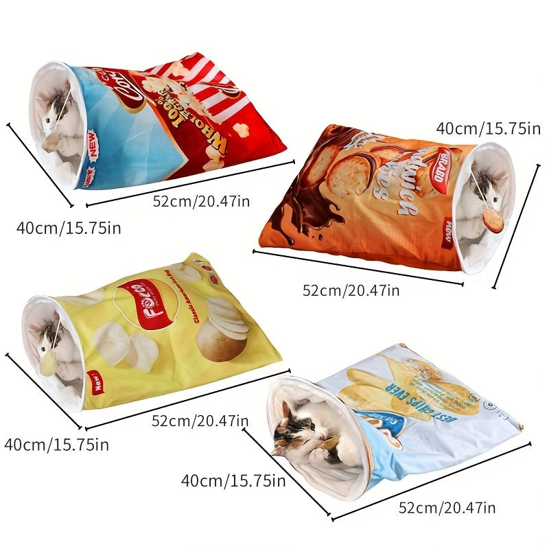 Pet Fueled Foldable Cat Tunnel Toy With Plush Fleece