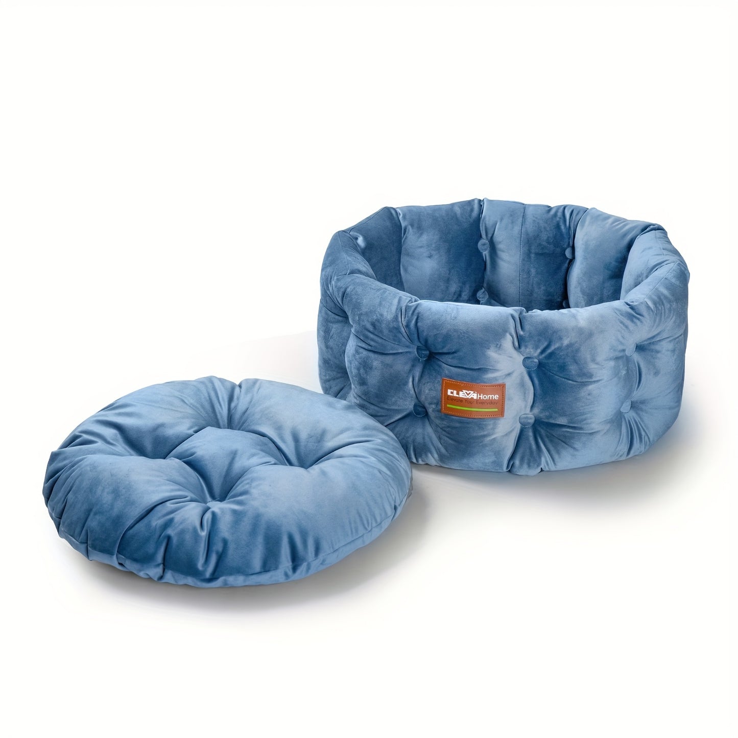 ClevaHome Deep Nest Cat Bed for Small Pets Luxurious Velvet Round Cat Bed with Non-Slip Bottom