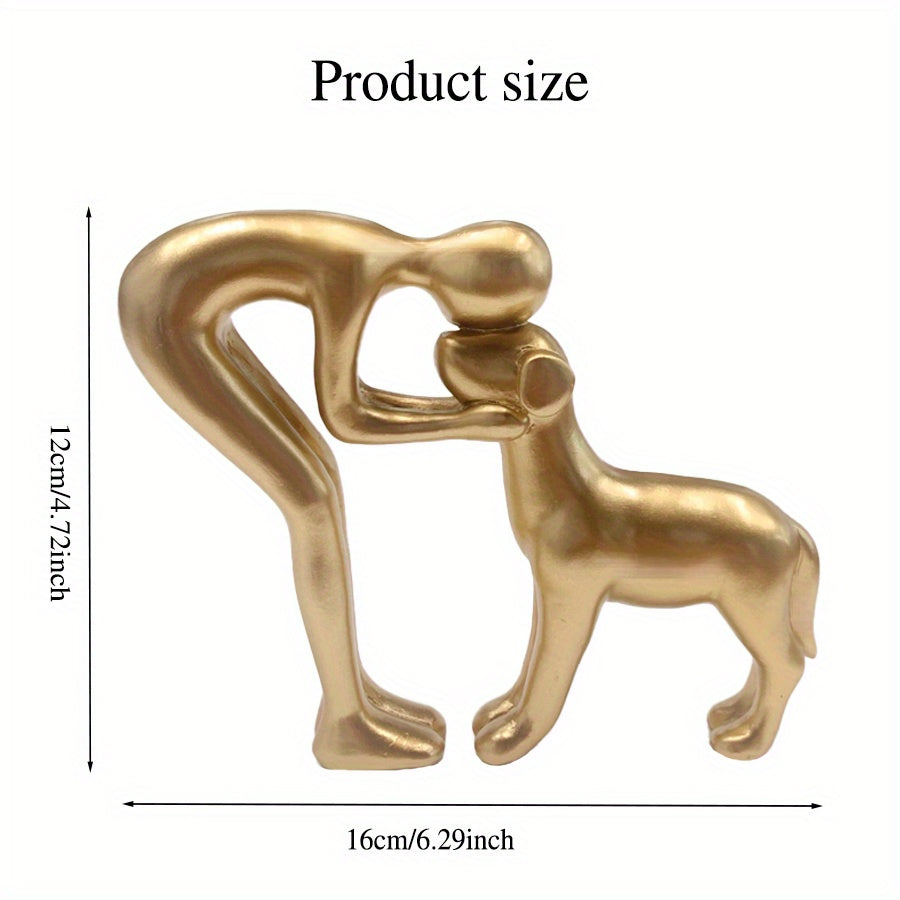 Man Holding Dog Statue Resin Figurine Cute Pet Lover Gift Home Office Decor