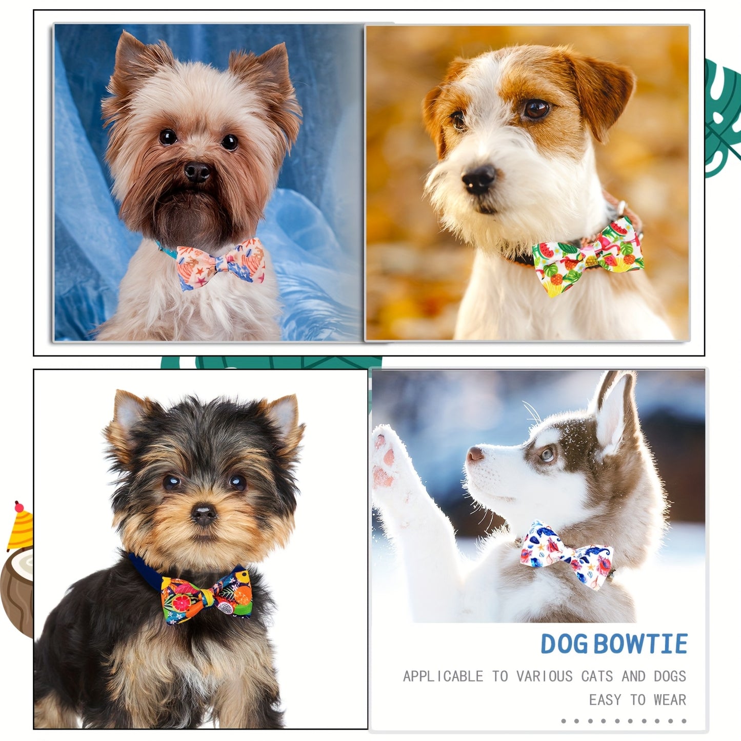 30 Piece Hawaiian Dog Collar Bow Tie Set for Small Medium Large Dogs and Cats