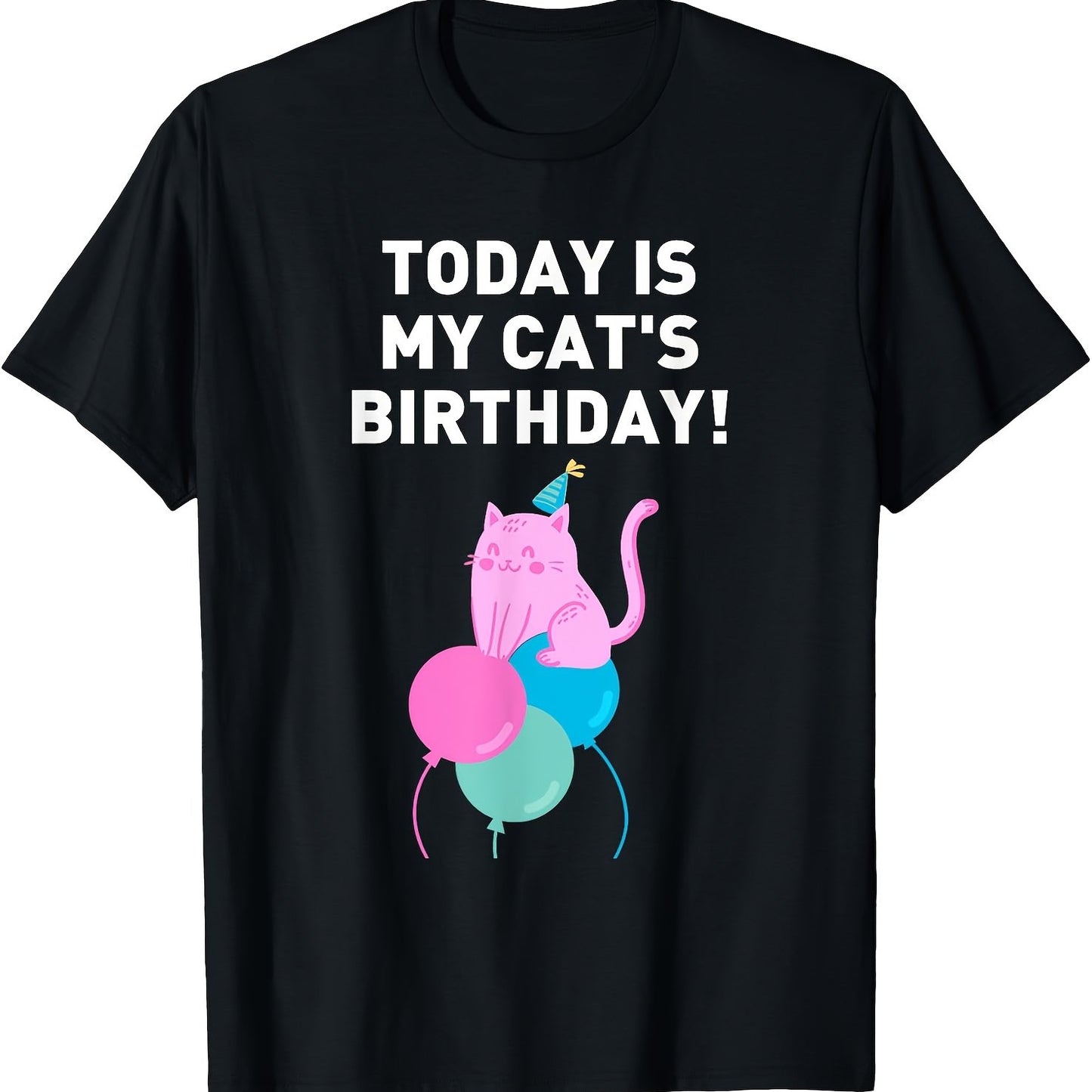 Funny Cat Birthday T-Shirt for Men and Women Cute Retro Design Short Sleeve Casual Fit