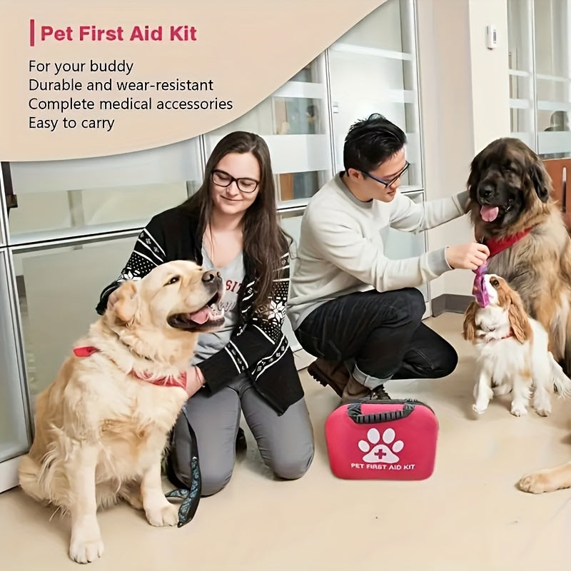 91pcs Portable Pet First Aid Kit for Dogs and Cats Ideal for Hiking Camping and Travel