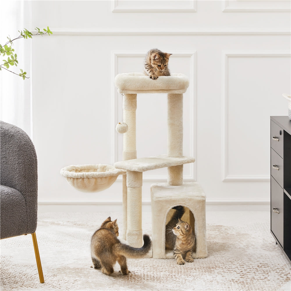 Costoffs 34.5 Inch Plush Cat Tree Activity Center with Condo Nest Platform and Basket