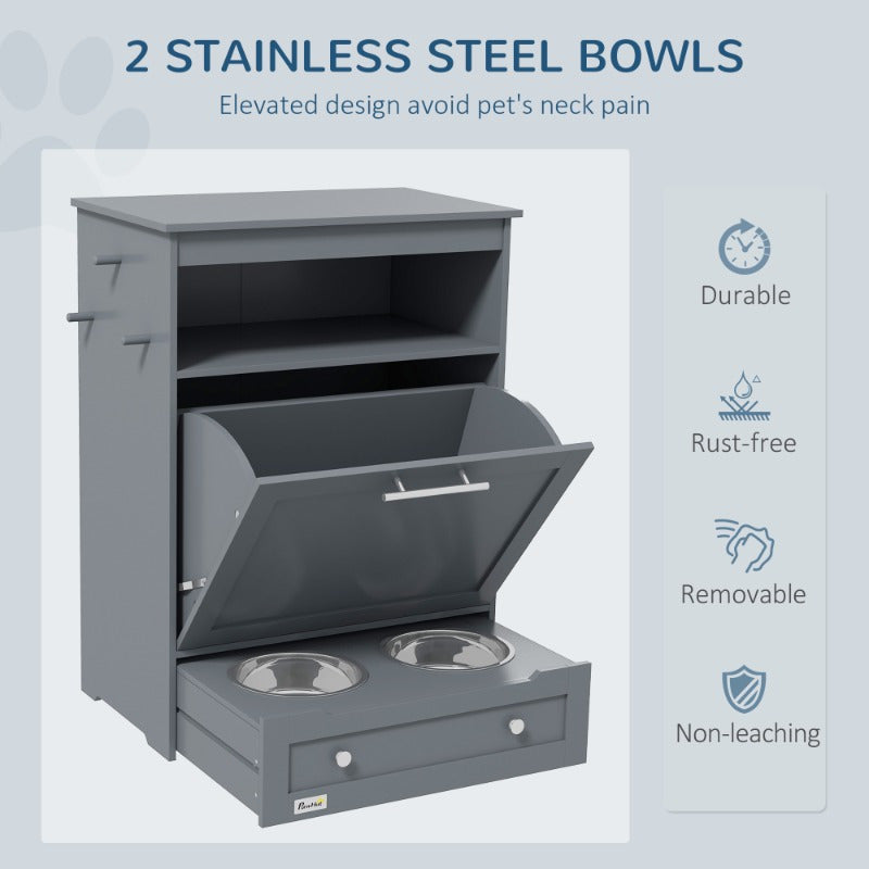 PawHut Large Dog Food Storage Container With Bowls Modern