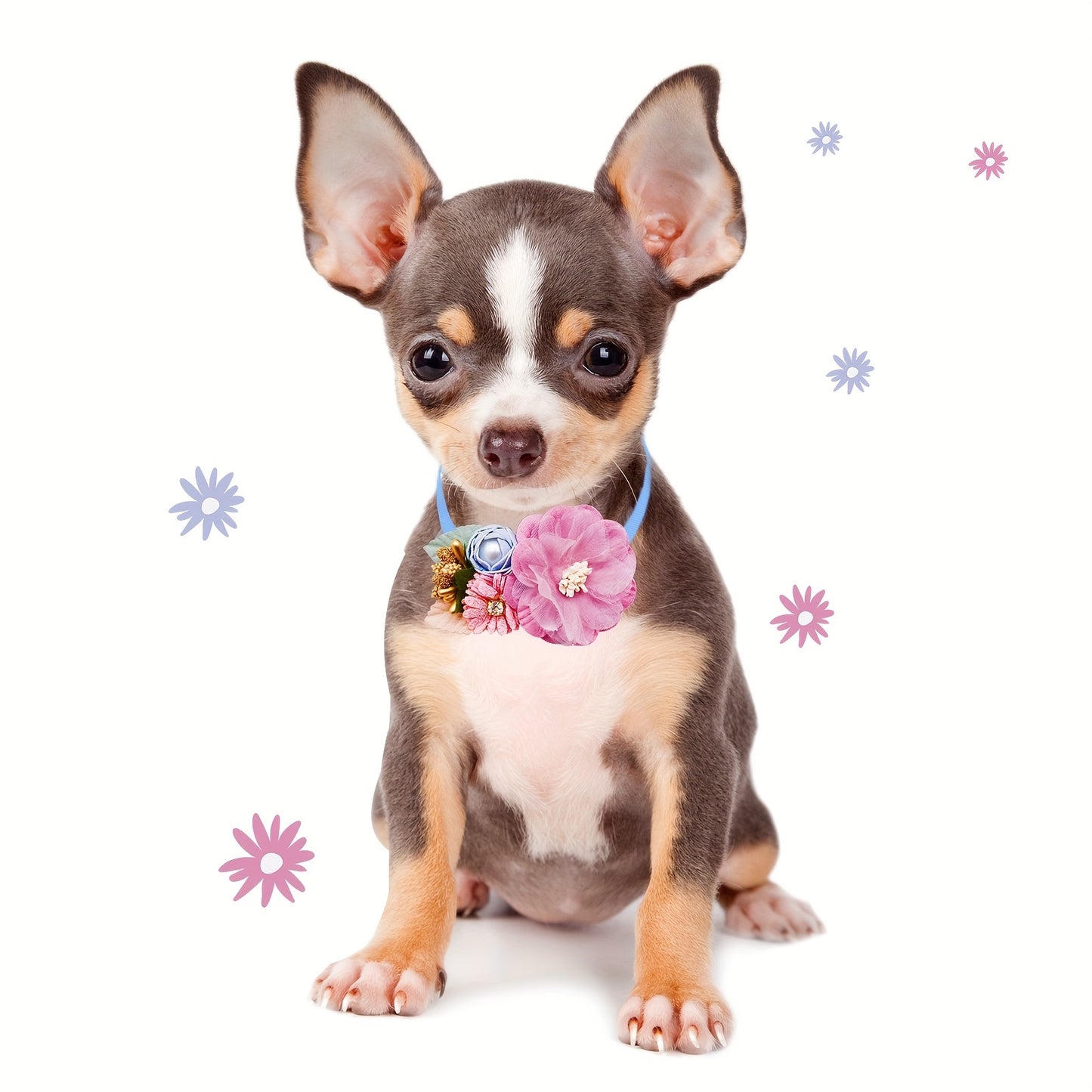 10 Pcs Floral Dog Bowties with Pearls for Weddings Parties and Photo Shoots